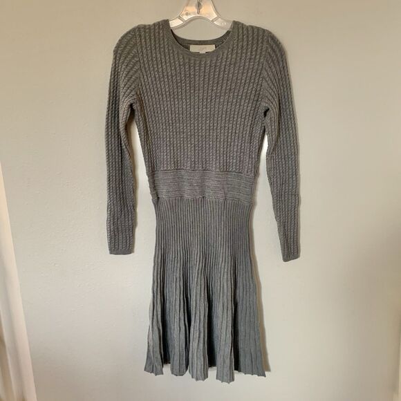 LOFT Sweaters - Loft Womens Gray Sweater Dress Fit & Flare Wool Blend Defined Waist Small Petite